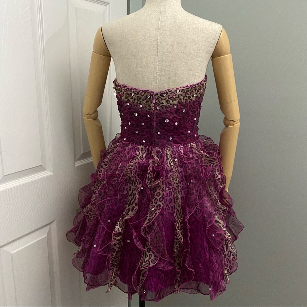 MoriLee Pink Leopard Tulle and Rhinestones Party Dress Size 13 - Picture 6 of 16